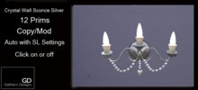 Crystal Wall Sconce by Galthies Designs-Silver