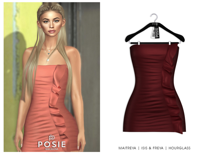 POSIE - Diana Mini Dress .BURGUNDY