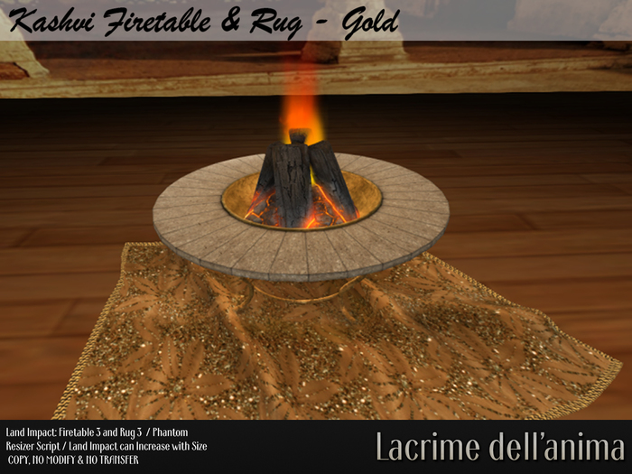 Kashvi Firetable & Rug - Gold