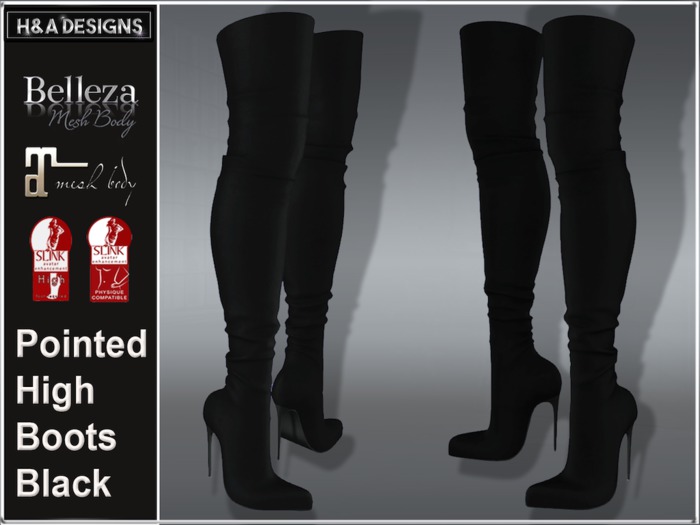 [H&A Designs]-Pointed High Boots Black_DEMO 
