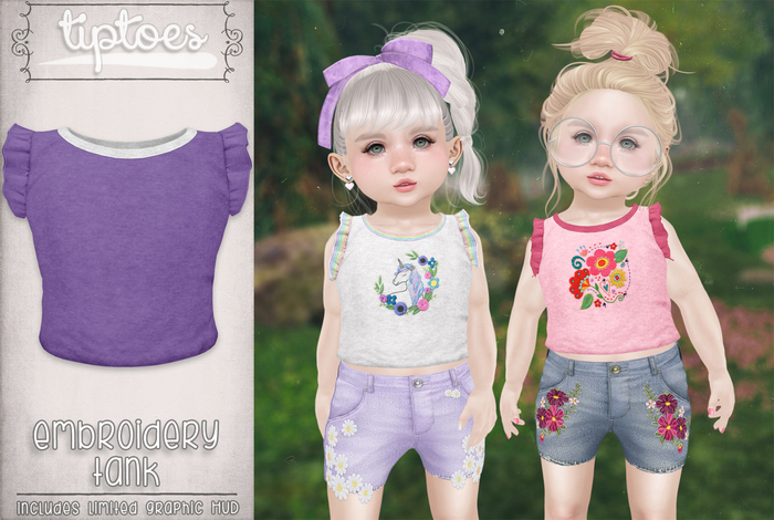 . tiptoes - Embroidery Tank - Purple