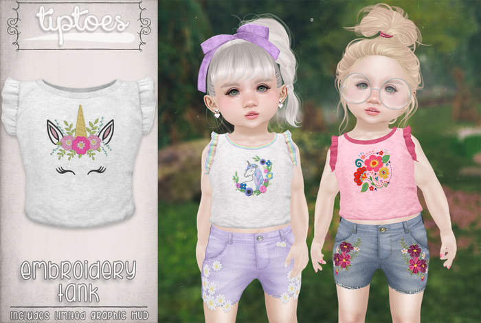 . tiptoes - Embroidery Tank - White