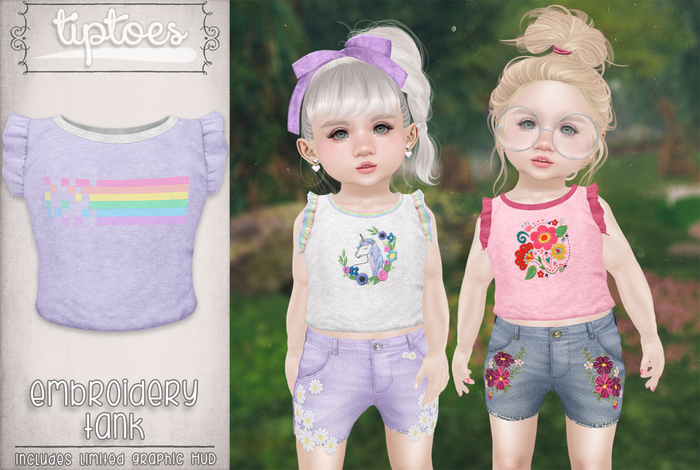 . tiptoes - Embroidery Tank - Lavender