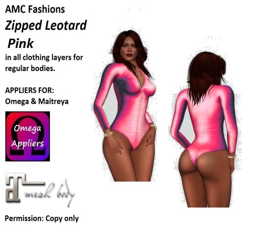 AMC Leotard Zipped Pink