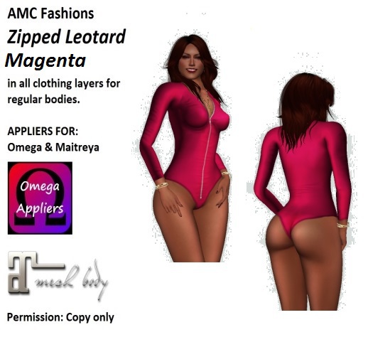 AMC Leotard Zipped Magenta