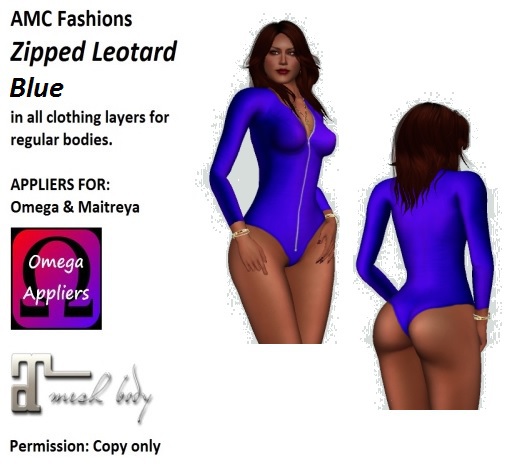 AMC Leotard Zipped Blue