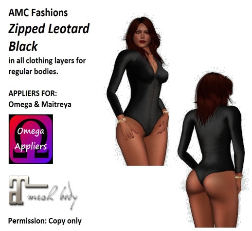 AMC Leotard Zipped Black
