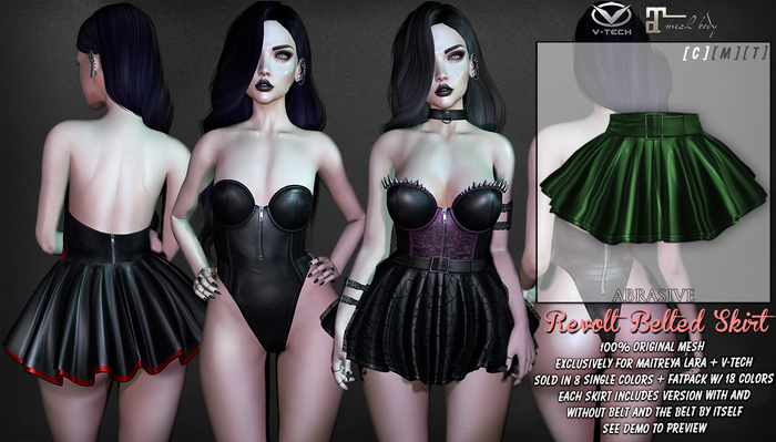 [ abrasive ] Revolt Belted Skirt - Forest