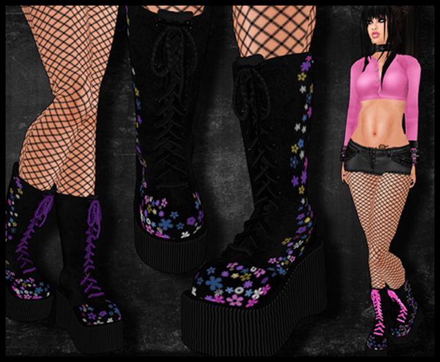 :::Sn@tch Buffy Platform Combat Boots:::