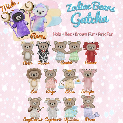 ~Miele~ Zodiac Bears #30 AQUARIUS {Pink}