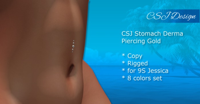 CSJ Stomach Derma Piercing Diamond Gold (9S Jessica)