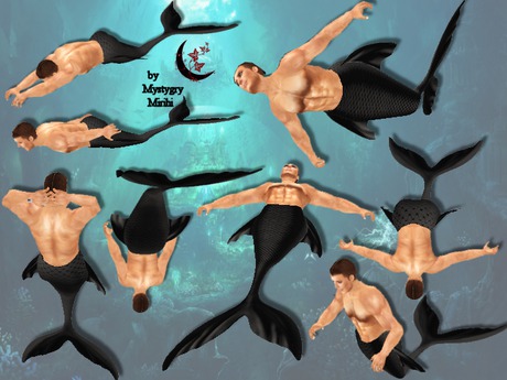 Second Life Marketplace - Avatar Merman Bento black all in one mesh ...
