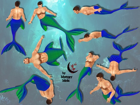 Second Life Marketplace - Animesh Friend Merman blue green all in one ...