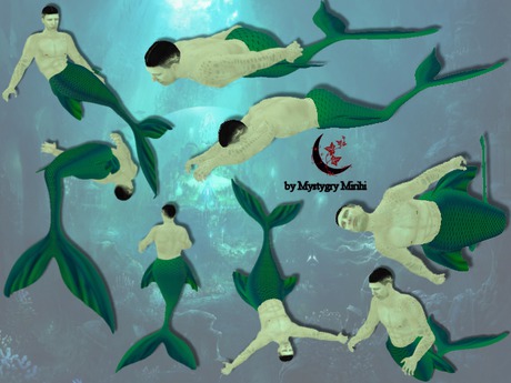 Second Life Marketplace - Animesh Friend Merman dark green all in one ...