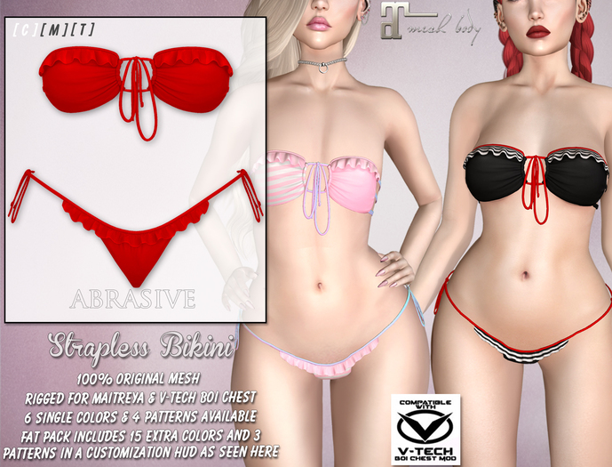 [ abrasive ] Strapless Bikini - Red