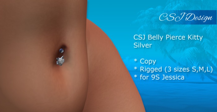 CSJ Belly Pierce Kitty Silver (9S Jessica)