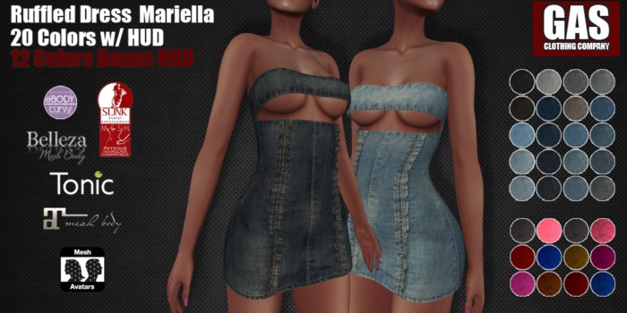 GAS [Ruffled Dress  Mariella - 20 Colors w/HUD FATPACK]