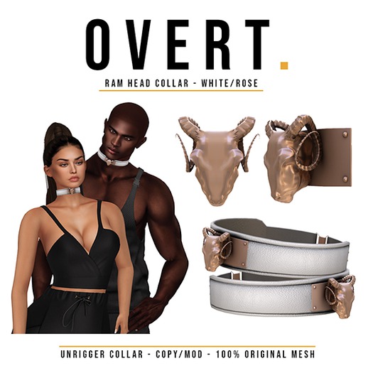 Overt. Ram Head Collar - White/Rose (Add to Unpack)