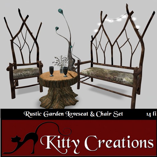 (KCHG) Rustic Garden Loveseat & Chair Set - Kitty Creations