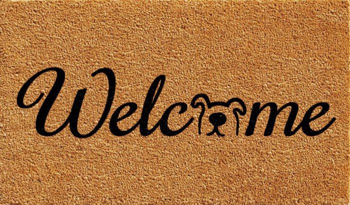 welcome puppy door mat