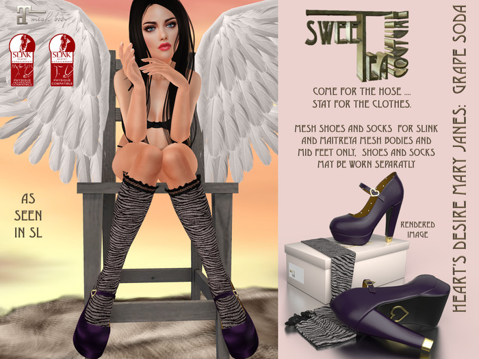 STC Heart's Desire MID MJ's and ruffle socks Grape Soda for Maitreya and Slink