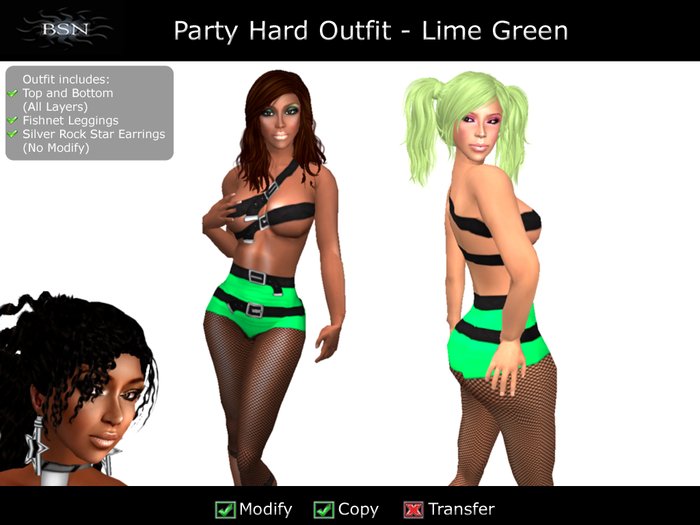 BSN Party Hard Outfit - Lime Green