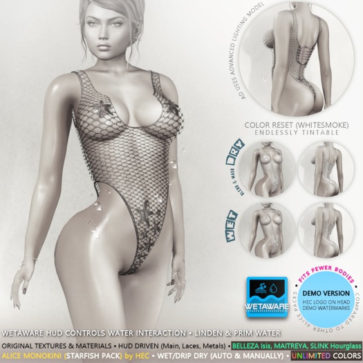 HEC DEMO - ALICE STARFISH WetAware Tintable Monokini (00SF-D)