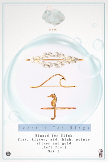 Swan Oceania Toe Rings - Slink - Set 3