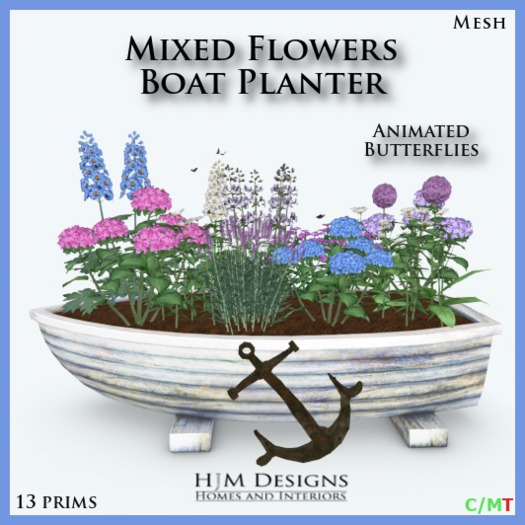 Mixed Flowers Boat Planter