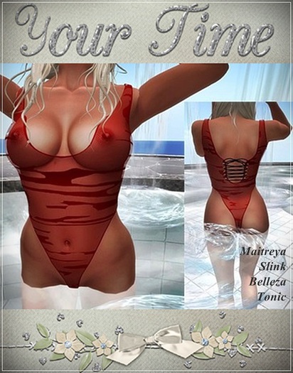 Wet Look Swimsuit Red