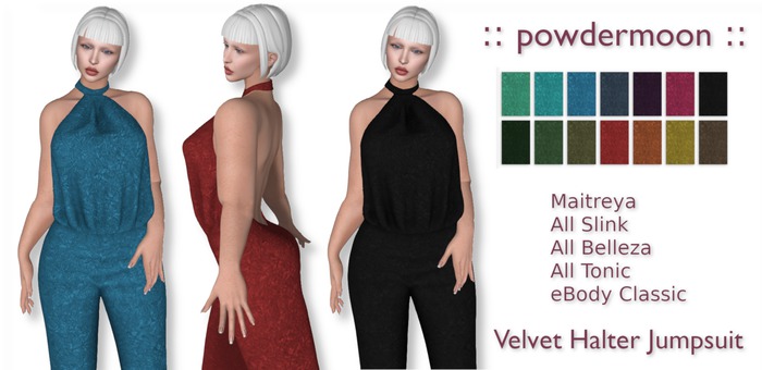 powdermoon - Velvet Halter Jumpsuit With HUD