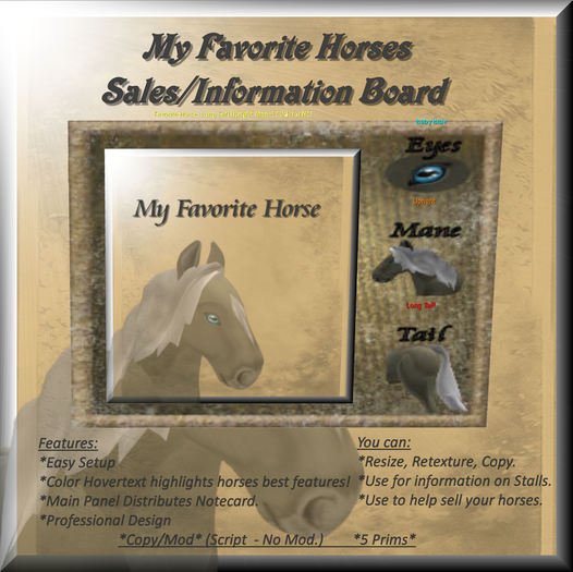 Horse Sales Information Board Single [box]
