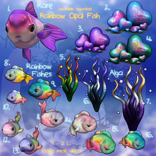1.Yokai - Sea Aquarelle - Rainbow Opal Fish RARE (wear me)