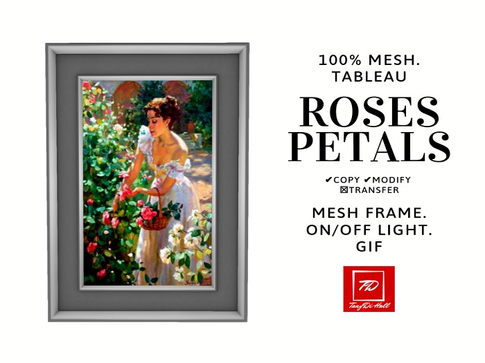 Frame. Tableau. Roses petals. Gif. ON/OFF