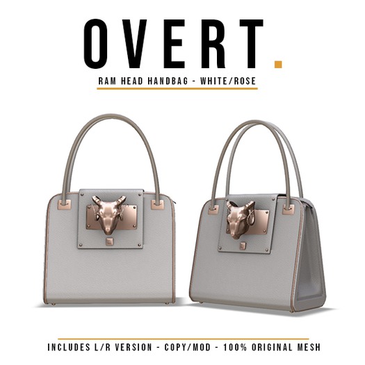 Overt. Ram Head Handbag - White/Rose (Wear to Unpack)