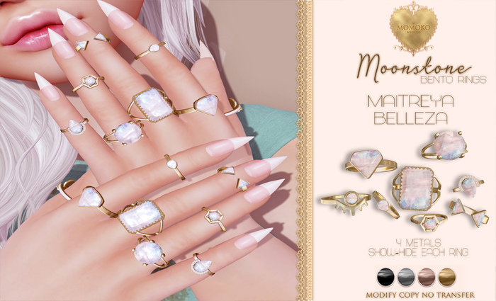 {Momoko}-Moonstone rings