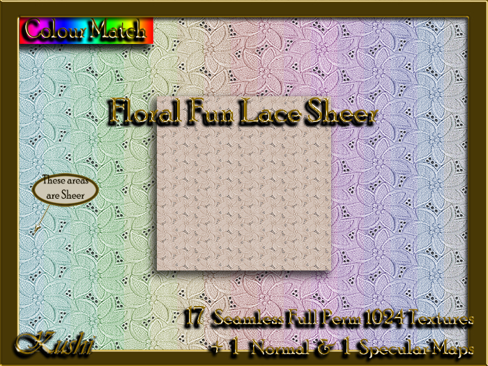 !Kushi! FloralFunLaceSHEER Textures -WearToUnpack