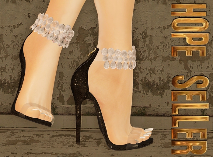 [HS]Diamond Clear Sandals - [Black]