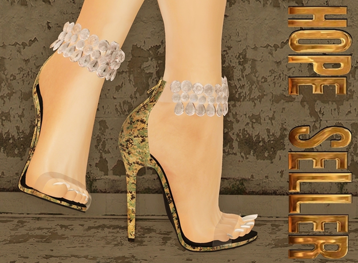 [HS]Diamond Clear Sandals - [Green Camo]