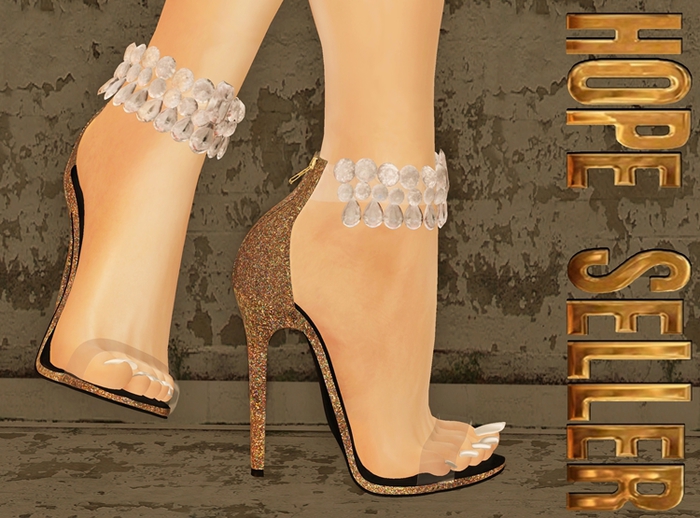 [HS]Diamond Clear Sandals - [Gold Glitter]