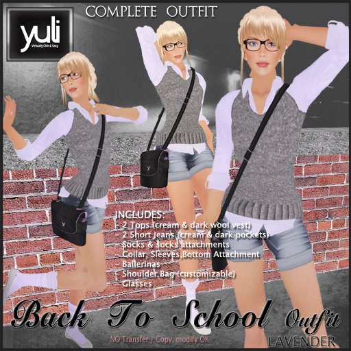 (Yuli) Back To School Complete Outfit LAVENDER