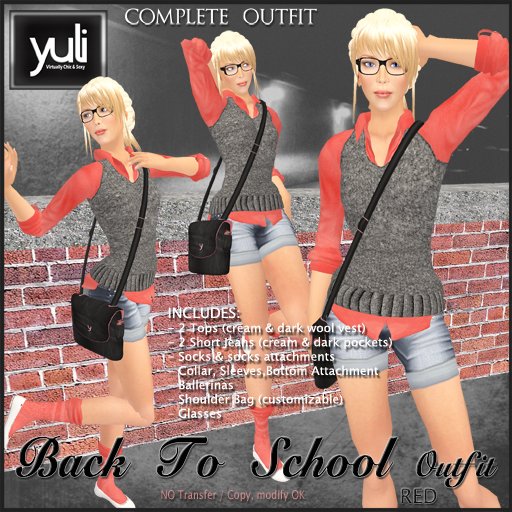 (Yuli) Back To School Complete Outfit RED
