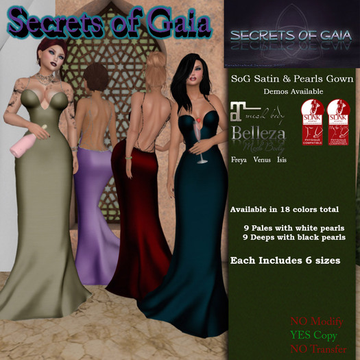 SoG Satin & Pearls Gown Deep Series ~Red~