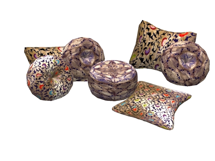 Silver silk floor cushions - flexible seating & beautiful silk fabrics :)