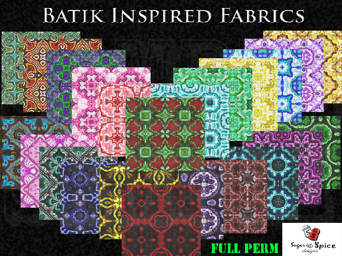 Batik Style Fabrics by Sugar & Spice Designs
