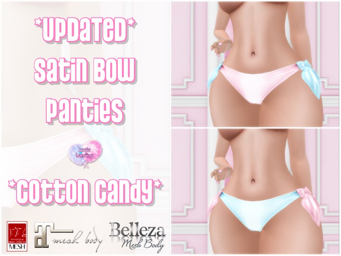 {AL} Satin Bow Panties ~ Cotton Candy (Add To Unpack)