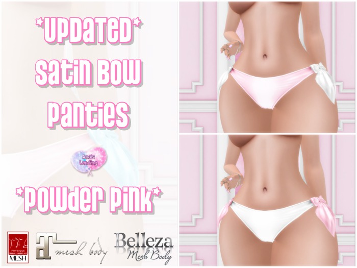 {AL} Satin Bow Panties *Updated* PowderPink (Add To Unpack)