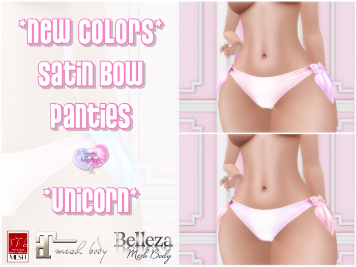 {AL} Satin Bow Panties *NewColors* Unicorn (Add To Unpack)