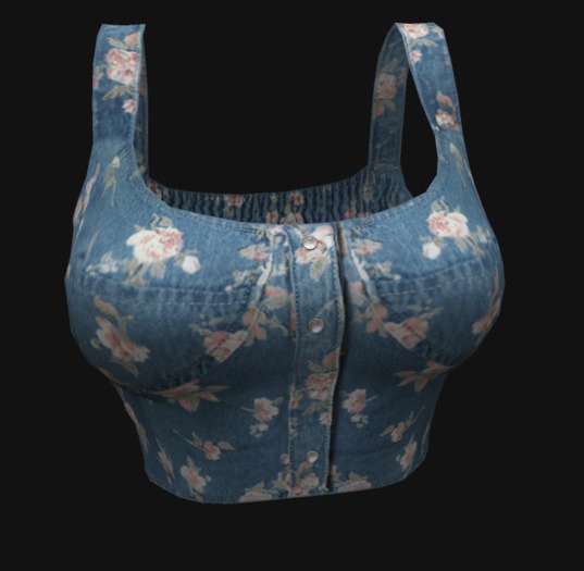 Denim Floral Bralet Mesh Standard 5 Sizes