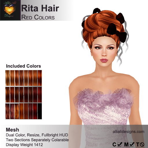 A&A Rita Hair Red Colors, boxed